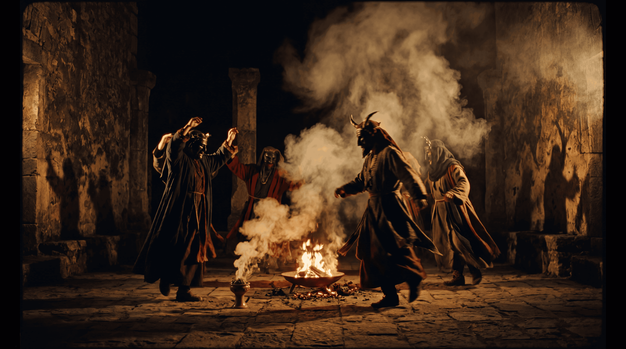 رقصة طقس الزار وطرد الأرواح في الليل