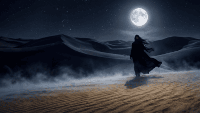 أم الدويس في الصحراء ليلاً